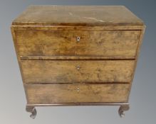 A 20th century Scandinavian birch three drawer chest