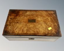 A Victorian walnut brass mounted writing box.