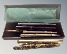 A Swan No 2 fountain pen, a Croxley fountain pen and a Sheaffer fountain pen,