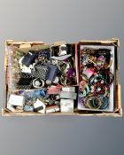 A box of costume jewellery including a large quantity of bangles, beads, necklaces etc.