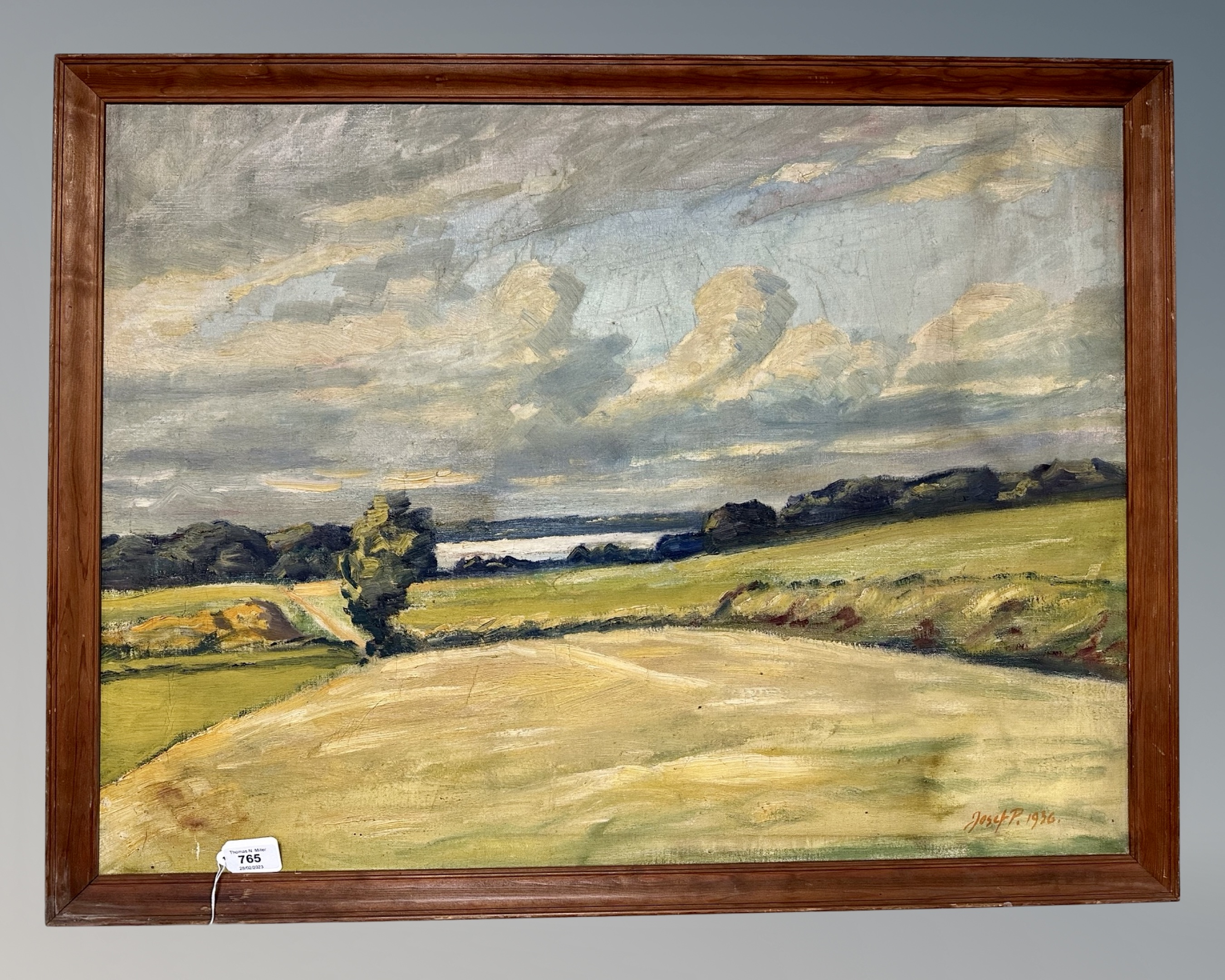 20th century school : rural landscape, oil on canvas, 77 cm x 57 cm,