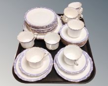 A tray of approximately 33 pieces of E. Hughes & Co Staffordshire tea china.