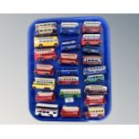 A collection of twenty-three unboxed die cast models, all busses and trams, by Days Gone, Lledo,