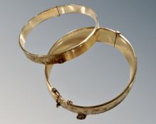 A 9ct gold metal core half-etched bracelet together with a rolled gold bracelet