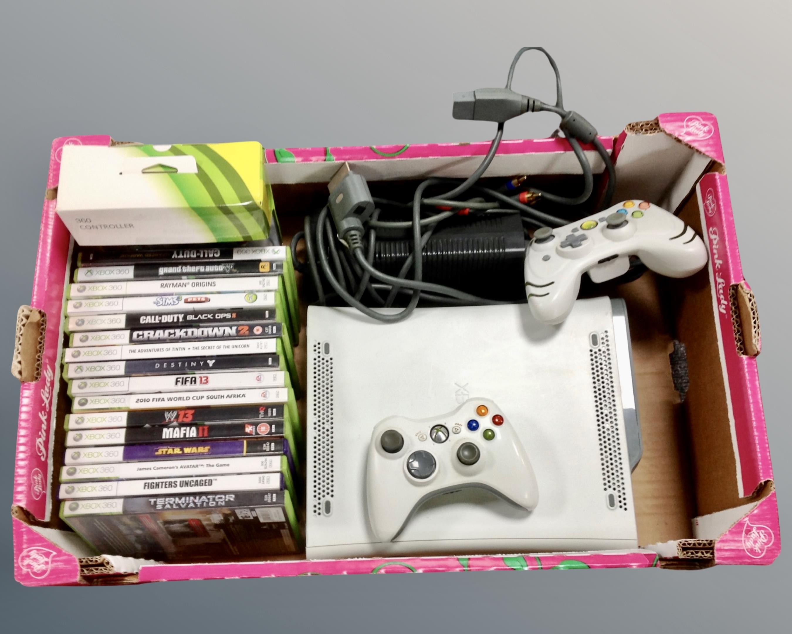 A box of Xbox 360 games,