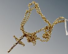 A 9ct gold crucifix on 9ct 18.5" chain, 2.