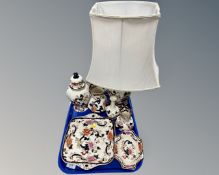 A collection of Masons Mandalay china including oblong dish, plate, vase, table lamp.