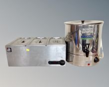 A commercial Parry stainless steel three pot bain marie together with a Berco boiler.
