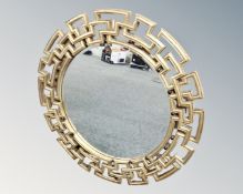 A contemporary gilt circular mirror, diameter 110 cm.