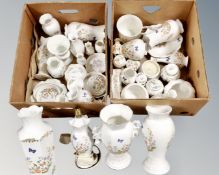 Two boxes containing a collection of Aynsley china.