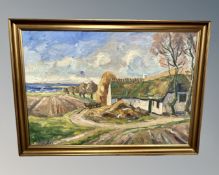 Finn An (20th century) : View of a farmstead, oil on canvas,