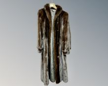 A lady's three-quarter length brown mink fur coat, labelled R Danzig & Sons, London.