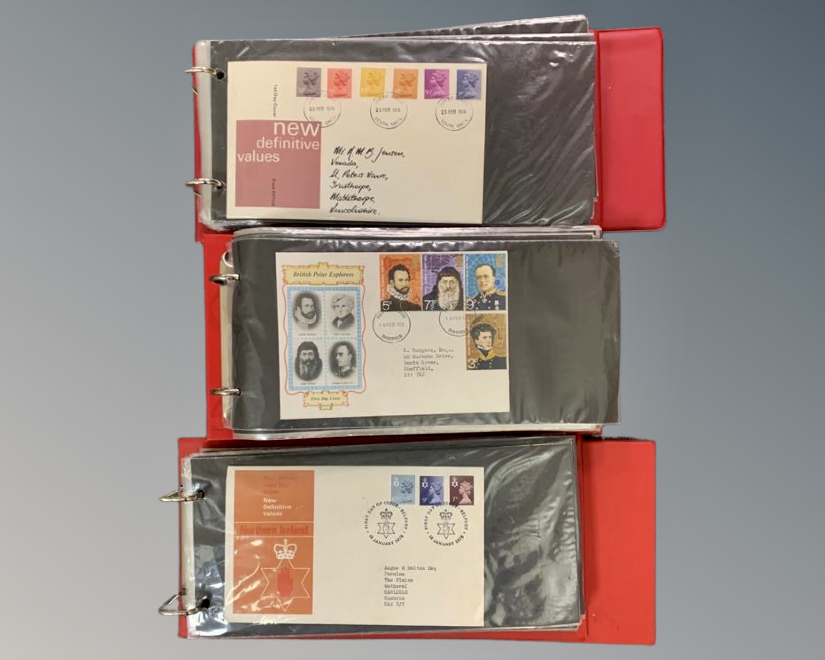 Three stamp albums containing a total of 123 First Day Covers. (3Vols.