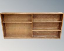 A set of 20th century oak open bookshelves