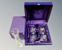A set of four Edinburgh crystal whisky tumblers in case together with a further Brierley crystal