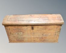 A 19th century continental domed topped shipping trunk