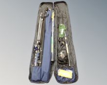 A Mach 2 rod bag containing Fladen Feeder Chieftan two-piece rod with reel, Shakespeare rod,