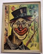 After Bernard Buffet (1928-1999) Clown portrait, 26x19.5 inches.