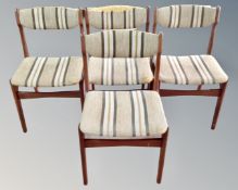 Four mid 20th century teak dining chairs (for reupholstery)