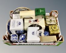 A box of Ringtons collectables, snapshots, miniature replica jug,