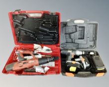 A Challenge Extreme cordless drill with battery together with a Hilti nail gun in case.