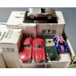 Franklin Mint Morris Mini Cooper, Pewter Classic Corvette limited edition on stand,