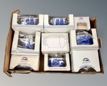 A box of blue and white Ringtons china,