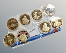 Eight various commemorative coins (8)