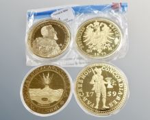 Four oversized commemorative issue medallions - Europe (4)