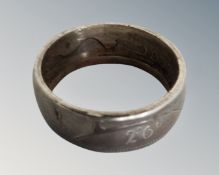 A gent's silver ring made from an Irish coin.