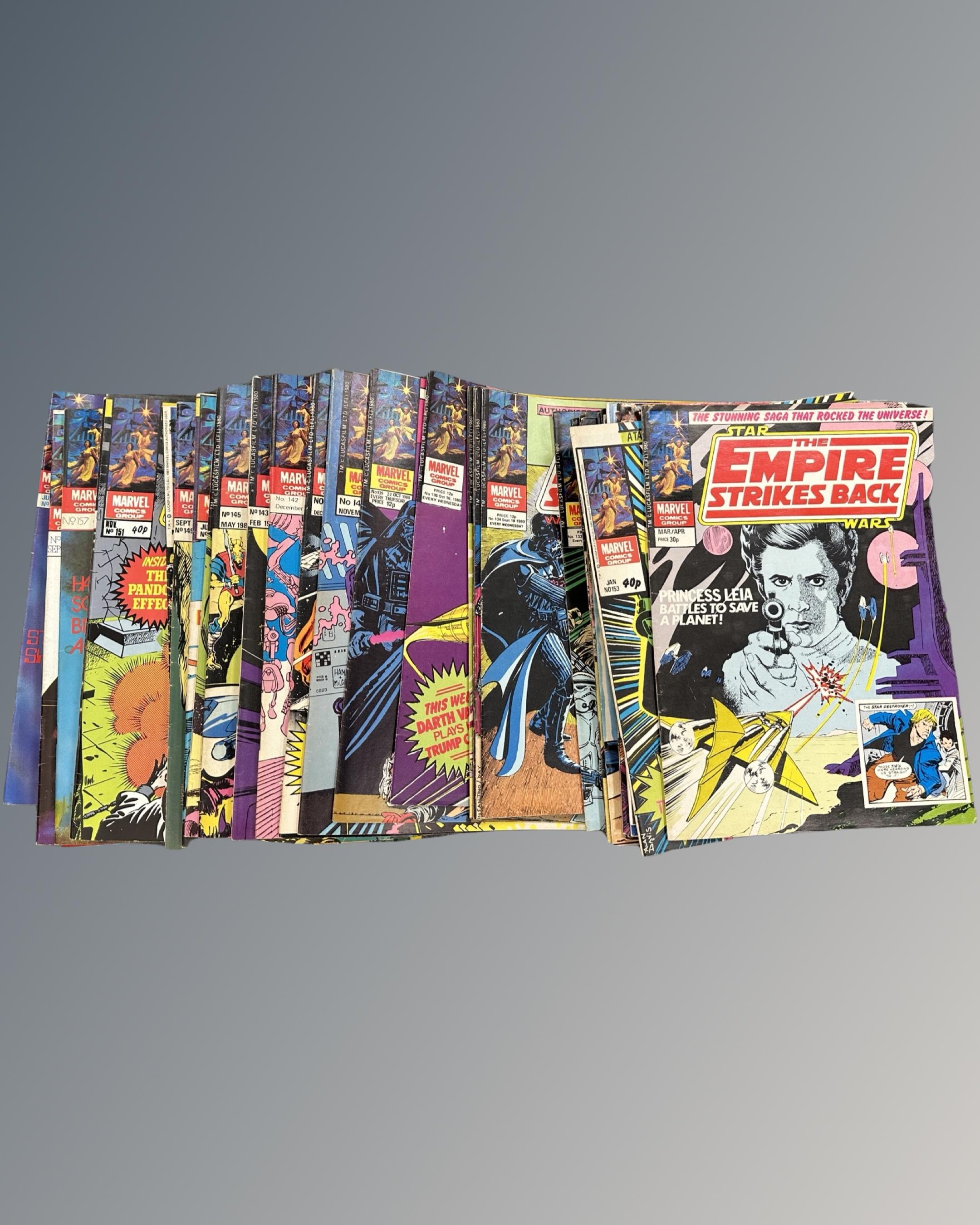 A collection of Marvel Star Wars comics comprising a broken run from #124 to #170 (approx.
