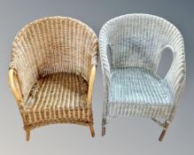 Two wicker armchairs