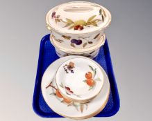 Twelve pieces of Royal Worcester Evesham dinner china.