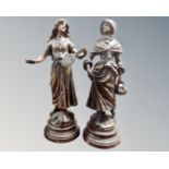 Two 19th century French spelter figures of women.