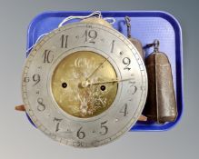 A longcase clock movement with brass and white metal dial, signed C. Holm, with two weights.