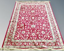 A machine made rug of Keshan design,