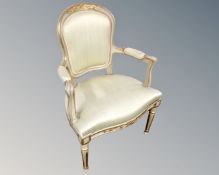 A cream and gilt salon armchair