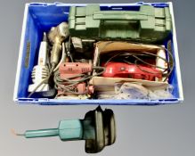 A crate of assorted power tools, Dirt Devil, Bosch,