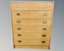 A mid century Danish ship's style six drawer chest