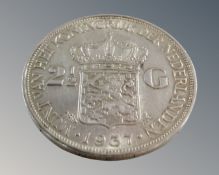 A 1937 Dutch 2½ Gulden silver coin