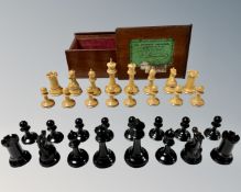 A Staunton boxwood and ebony chess set, Kings 7.5cm, in original box.