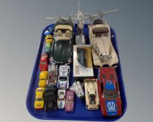 A tray of die cast vehicles,