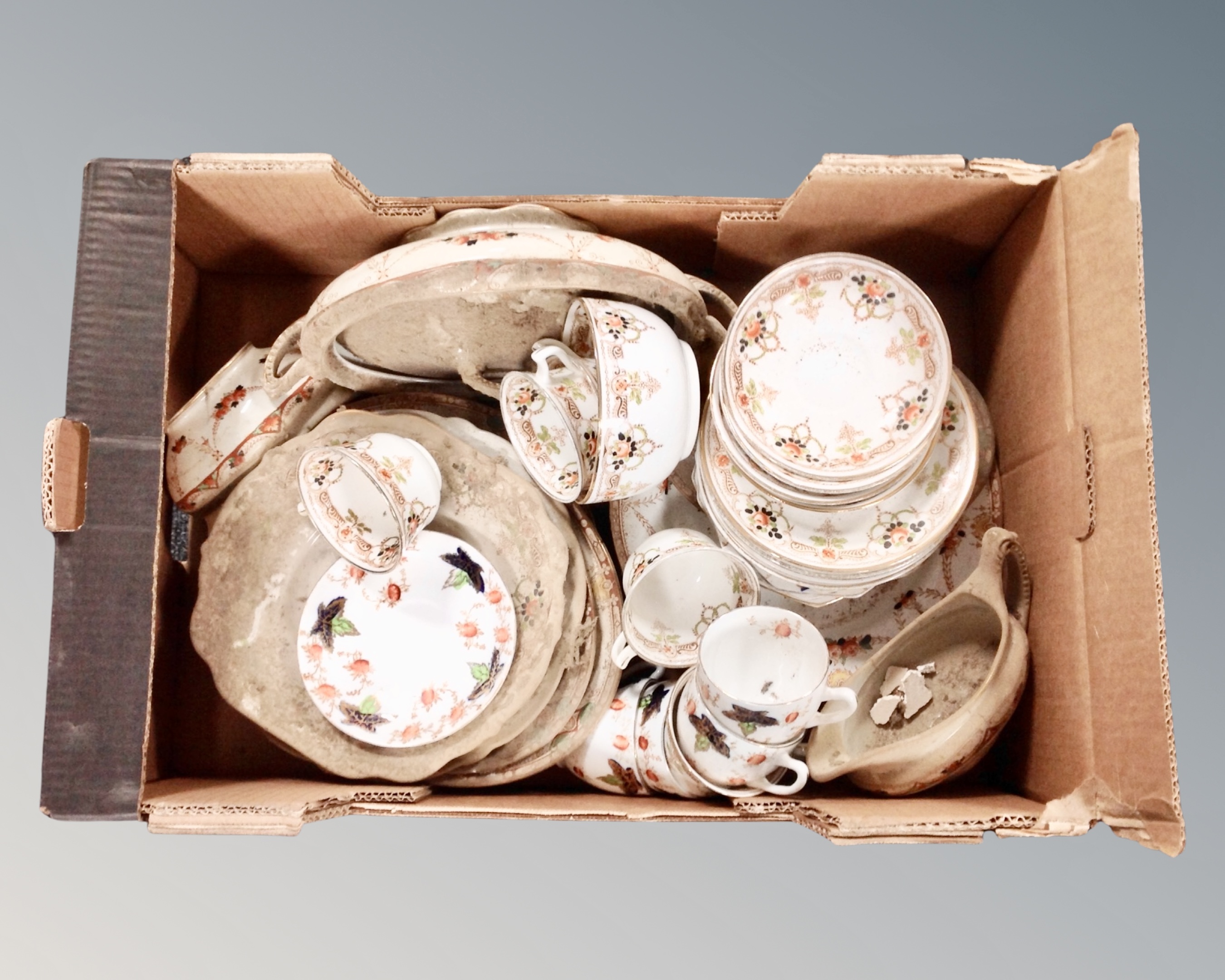 A box of Victorian part tea set,