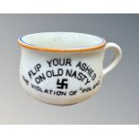 A small novelty Fieldings ash pot 'Flip your ashes on Old Nasty, The Violation of Poland',