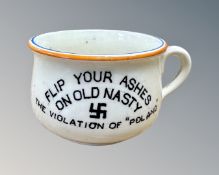 A small novelty Fieldings ash pot 'Flip your ashes on Old Nasty, The Violation of Poland',