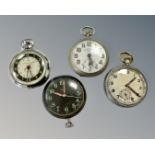 A military pocket watch, together with three further pocket watches signed Smiths,
