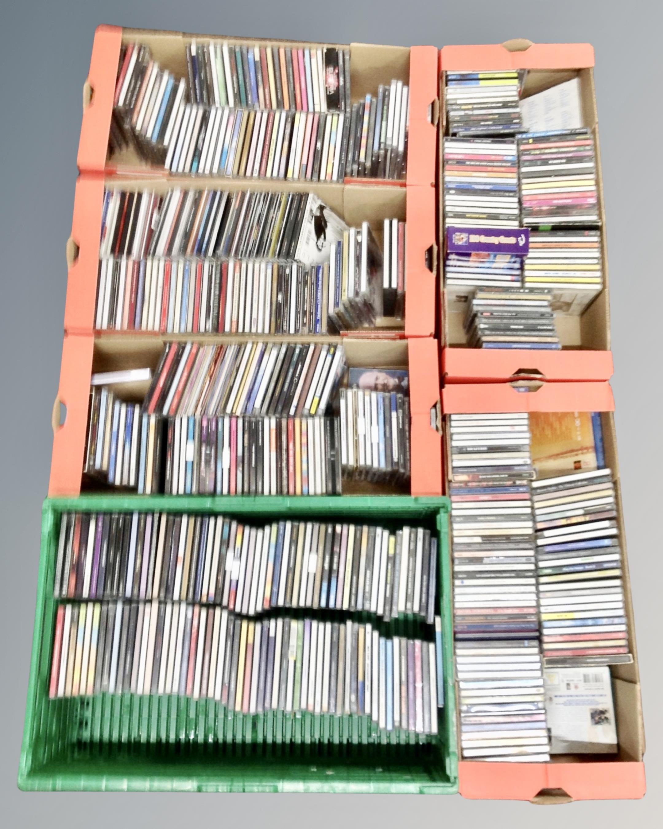 A crate and five boxes containing a quantity of cds