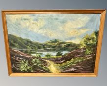 Continental school : a view across a lake, oil on canvas,