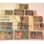 Vintage German and Austrian/Hungarian bank notes.