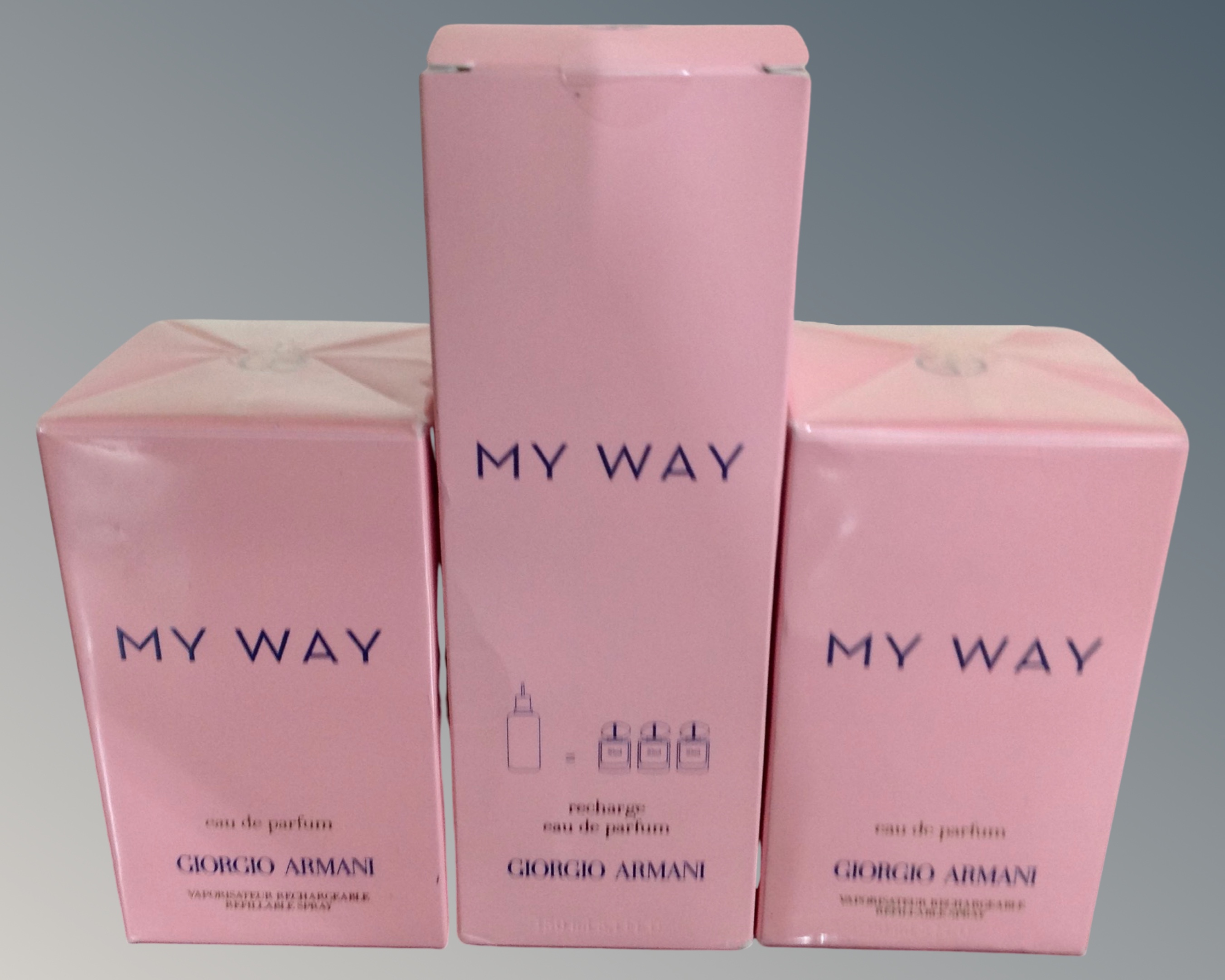 Two bottles of Giorgio Armani My Way eau de parfum, 90ml, boxed sealed,